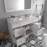 Virtu USA Talisa 60" Single Bath Vanity with White Quartz Top and Round Sink with Brushed Nickel Faucet with Matching Mirror