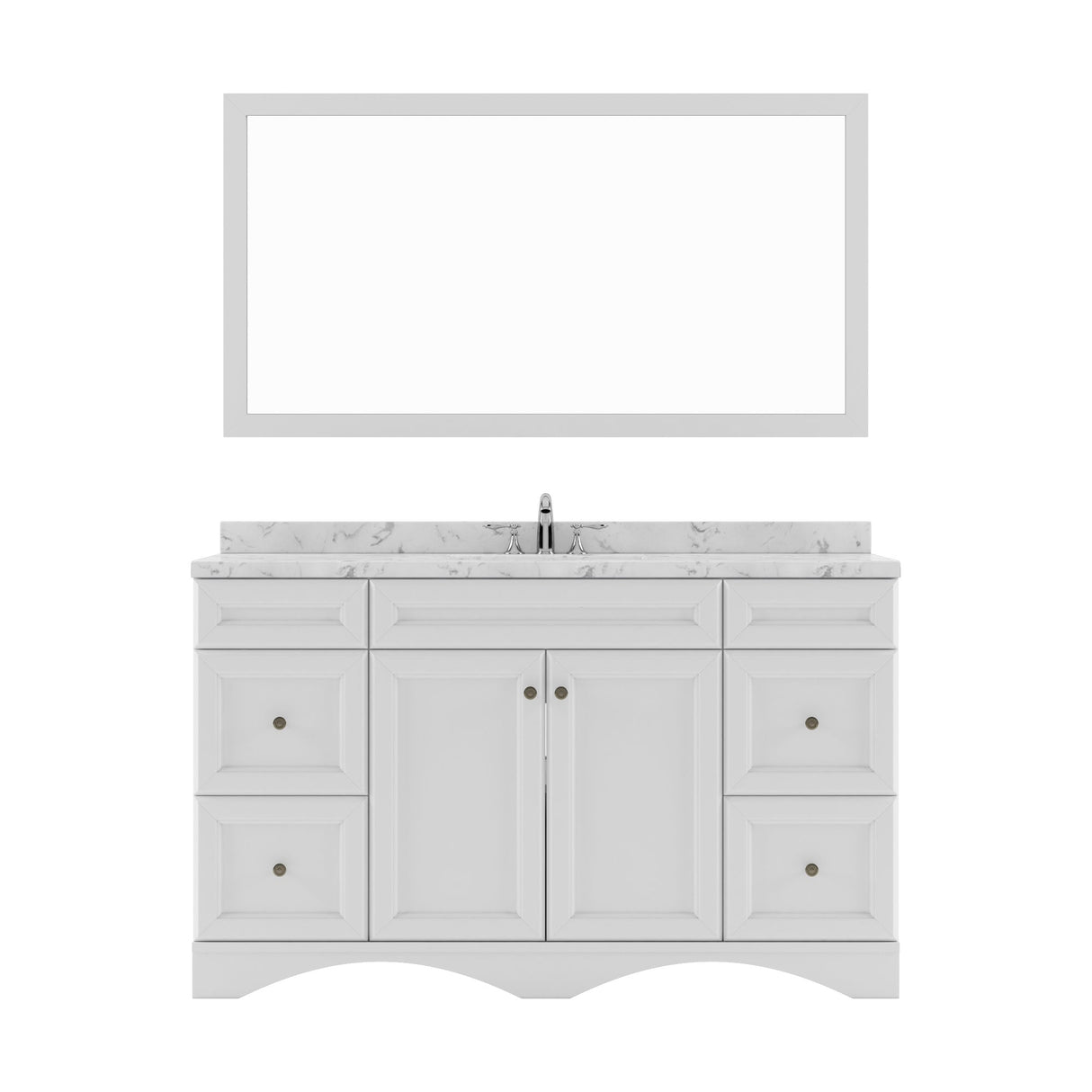 Virtu USA Talisa 60" Single Bath Vanity in White with White Quartz Top and Round Sink with Brushed Nickel Faucet with Matching Mirror - Luxe Bathroom Vanities