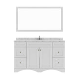 Virtu USA Talisa 60" Single Bath Vanity in White with White Quartz Top and Round Sink with Brushed Nickel Faucet with Matching Mirror - Luxe Bathroom Vanities