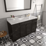 Virtu USA Talisa 60" Single Bath Vanity with White Quartz Top and Square Sink with Brushed Nickel Faucet with Matching Mirror