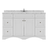Virtu USA Talisa 60" Single Bath Vanity with White Quartz Top and Square Sink with Polished Chrome Faucet with Matching Mirror