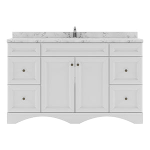 Virtu USA Talisa 60" Single Bath Vanity with White Quartz Top and Square Sink with Brushed Nickel Faucet with Matching Mirror