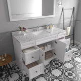 Virtu USA Talisa 60" Single Bath Vanity with White Quartz Top and Square Sink with Matching Mirror