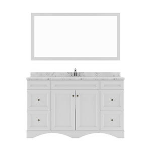 Virtu USA Talisa 60" Single Bath Vanity in White with White Quartz Top and Square Sink with Brushed Nickel Faucet with Matching Mirror - Luxe Bathroom Vanities