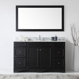 Virtu USA Talisa 60" Single Bath Vanity with White Marble Top and Round Sink with Brushed Nickel Faucet with Matching Mirror