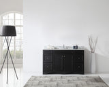 Virtu USA Talisa 60" Single Bath Vanity with White Marble Top and Round Sink