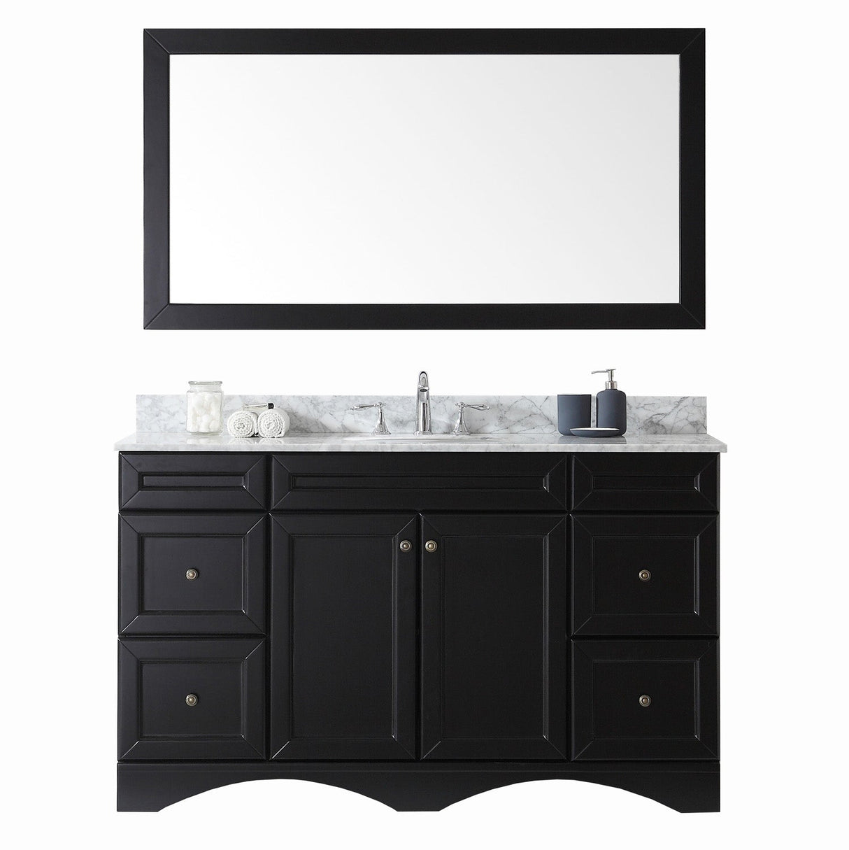 Virtu USA Talisa 60" Single Bath Vanity in Espresso with Marble Top and Round Sink with Mirror - Luxe Bathroom Vanities Luxury Bathroom Fixtures Bathroom Furniture