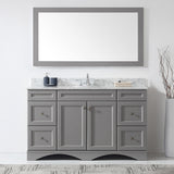 Virtu USA Talisa 60" Single Bath Vanity with White Marble Top and Round Sink with Brushed Nickel Faucet with Matching Mirror