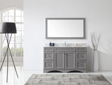 Virtu USA Talisa 60" Single Bath Vanity with White Marble Top and Round Sink with Brushed Nickel Faucet with Matching Mirror