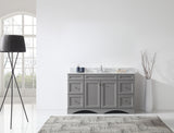 Virtu USA Talisa 60" Single Bath Vanity with White Marble Top and Round Sink