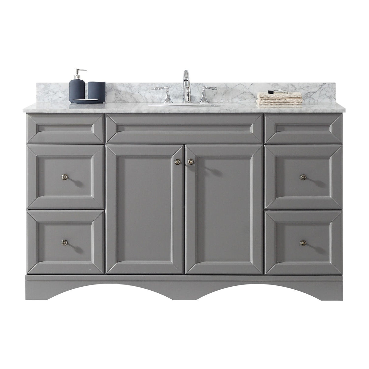 Virtu USA Talisa 60" Single Bath Vanity with Marble Top and Round Sink - Luxe Bathroom Vanities