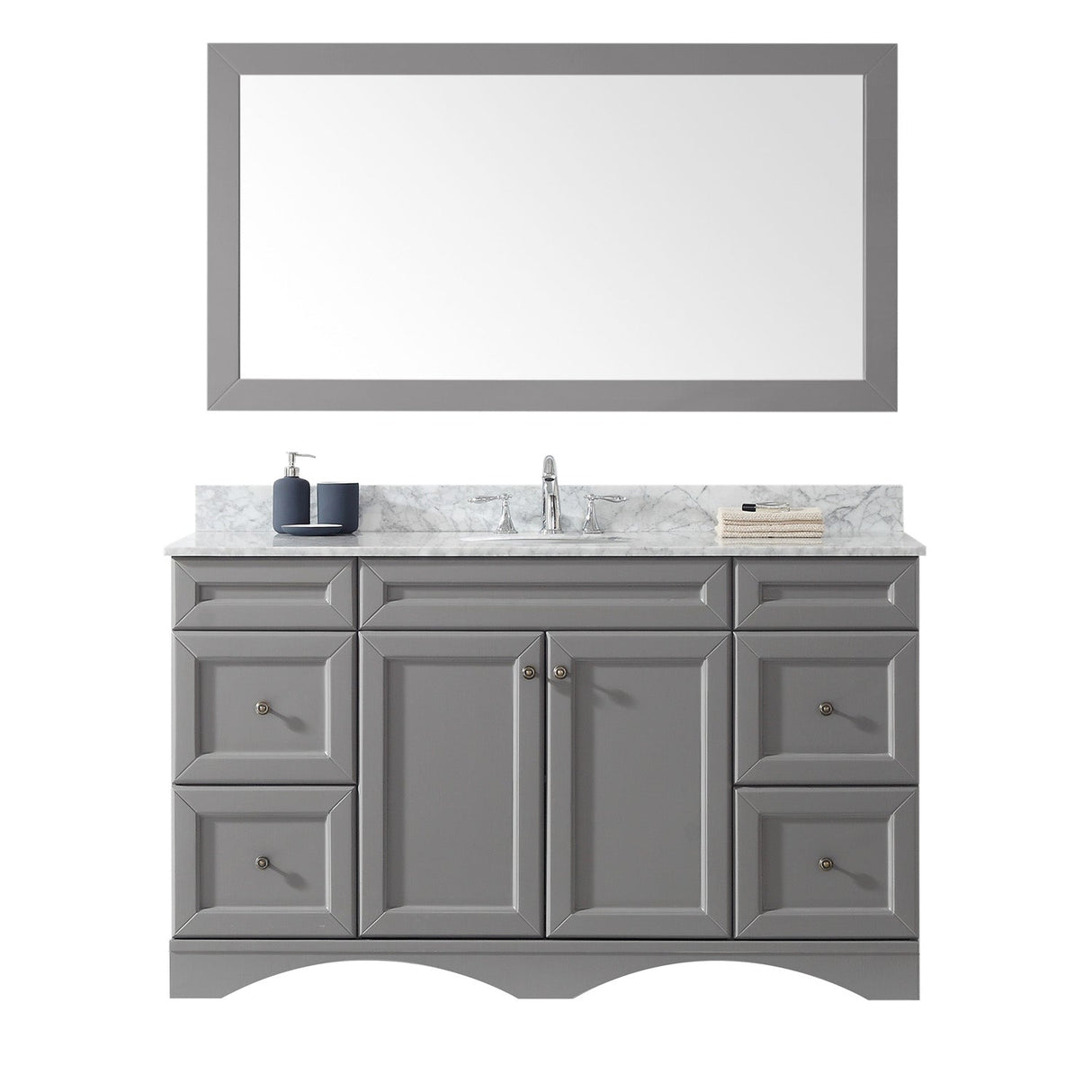 Virtu USA Talisa 60" Single Bath Vanity with Marble Top and Round Sink with Mirror - Luxe Bathroom Vanities