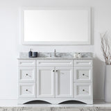 Virtu USA Talisa 60" Single Bath Vanity with White Marble Top and Round Sink with Brushed Nickel Faucet with Matching Mirror