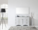 Virtu USA Talisa 60" Single Bath Vanity with White Marble Top and Round Sink with Brushed Nickel Faucet with Matching Mirror