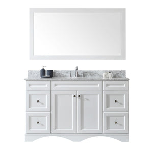 Virtu USA Talisa 60" Single Bath Vanity with Marble Top and Round Sink with Polished Chrome Faucet and Mirror - Luxe Bathroom Vanities