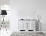 Virtu USA Talisa 60" Single Bath Vanity with White Marble Top and Round Sink