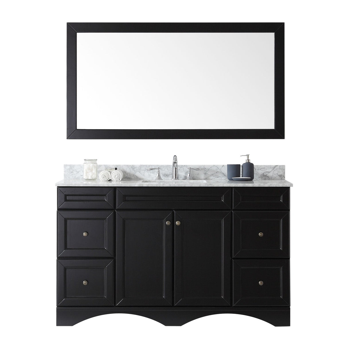 Virtu USA Talisa 60" Single Bath Vanity in Espresso with Marble Top and Square Sink with Brushed Nickel Faucet and Mirror - Luxe Bathroom Vanities Luxury Bathroom Fixtures Bathroom Furniture