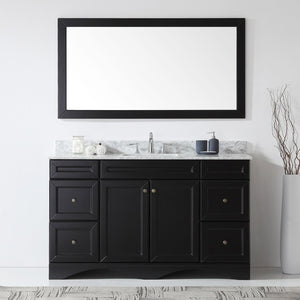 Virtu USA Talisa 60" Single Bath Vanity with White Marble Top and Square Sink with Matching Mirror