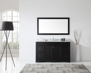 Virtu USA Talisa 60" Single Bath Vanity with White Marble Top and Square Sink with Matching Mirror