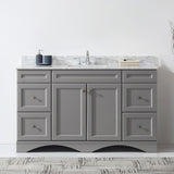 Virtu USA Talisa 60" Single Bath Vanity with White Marble Top and Square Sink