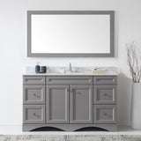 Virtu USA Talisa 60" Single Bath Vanity with White Marble Top and Square Sink with Brushed Nickel Faucet with Matching Mirror