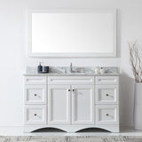 Virtu USA Talisa 60" Single Bath Vanity with White Marble Top and Square Sink with Brushed Nickel Faucet with Matching Mirror