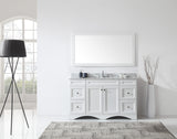 Virtu USA Talisa 60" Single Bath Vanity with White Marble Top and Square Sink with Brushed Nickel Faucet with Matching Mirror