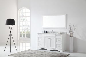 Virtu USA Talisa 60" Single Bath Vanity with White Marble Top and Square Sink with Polished Chrome Faucet with Matching Mirror