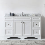 Virtu USA Talisa 60" Single Bath Vanity with White Marble Top and Square Sink