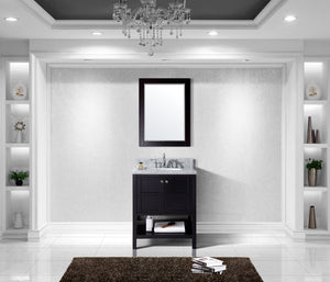 Virtu USA Winterfell 30" Single Bath Vanity with White Marble Top and Round Sink with Matching Mirror