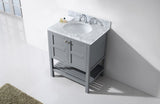 Virtu USA Winterfell 30" Single Bath Vanity with White Marble Top and Round Sink