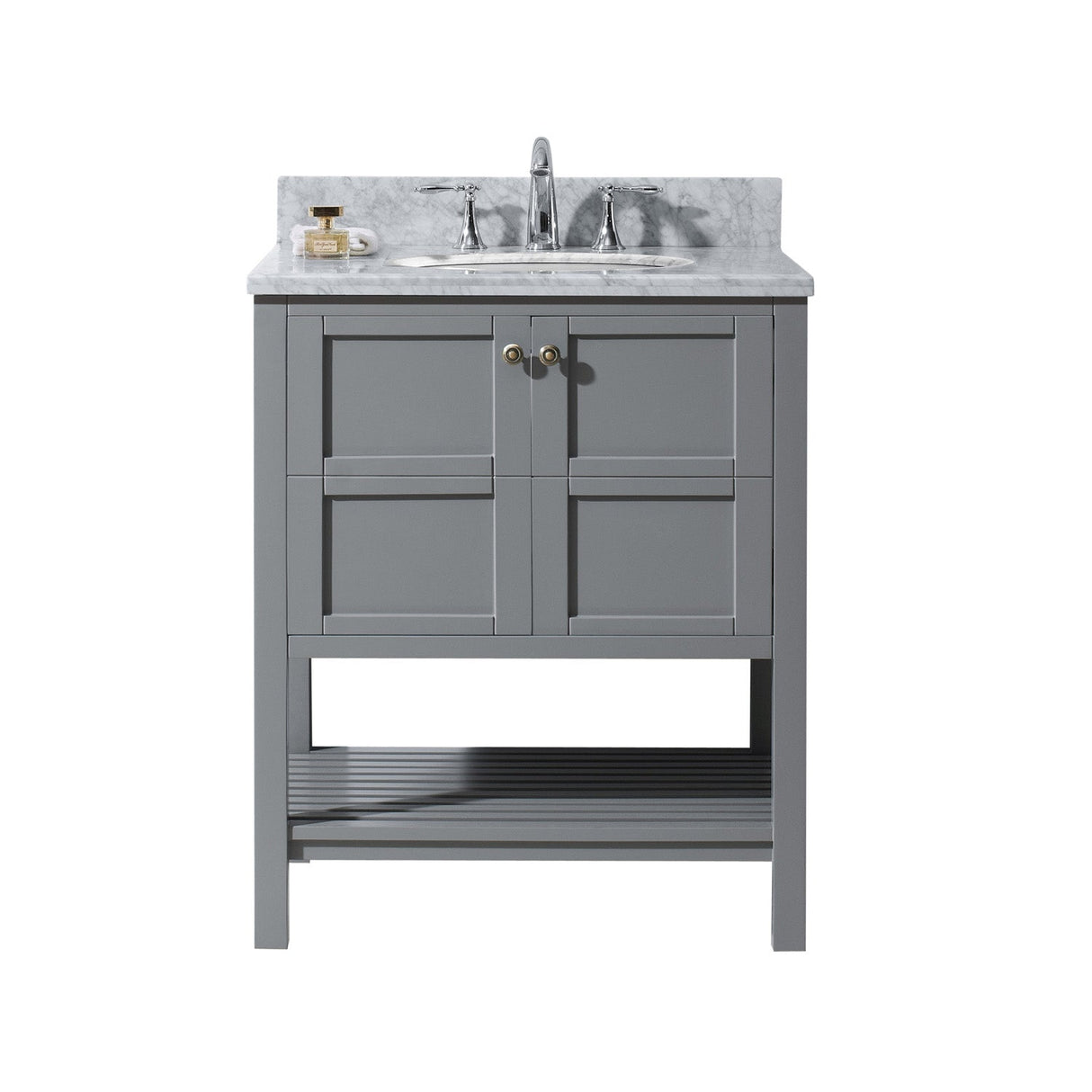 Virtu USA Winterfell 30" Single Bath Vanity with Marble Top and Round Sink - Luxe Bathroom Vanities Luxury Bathroom Fixtures Bathroom Furniture