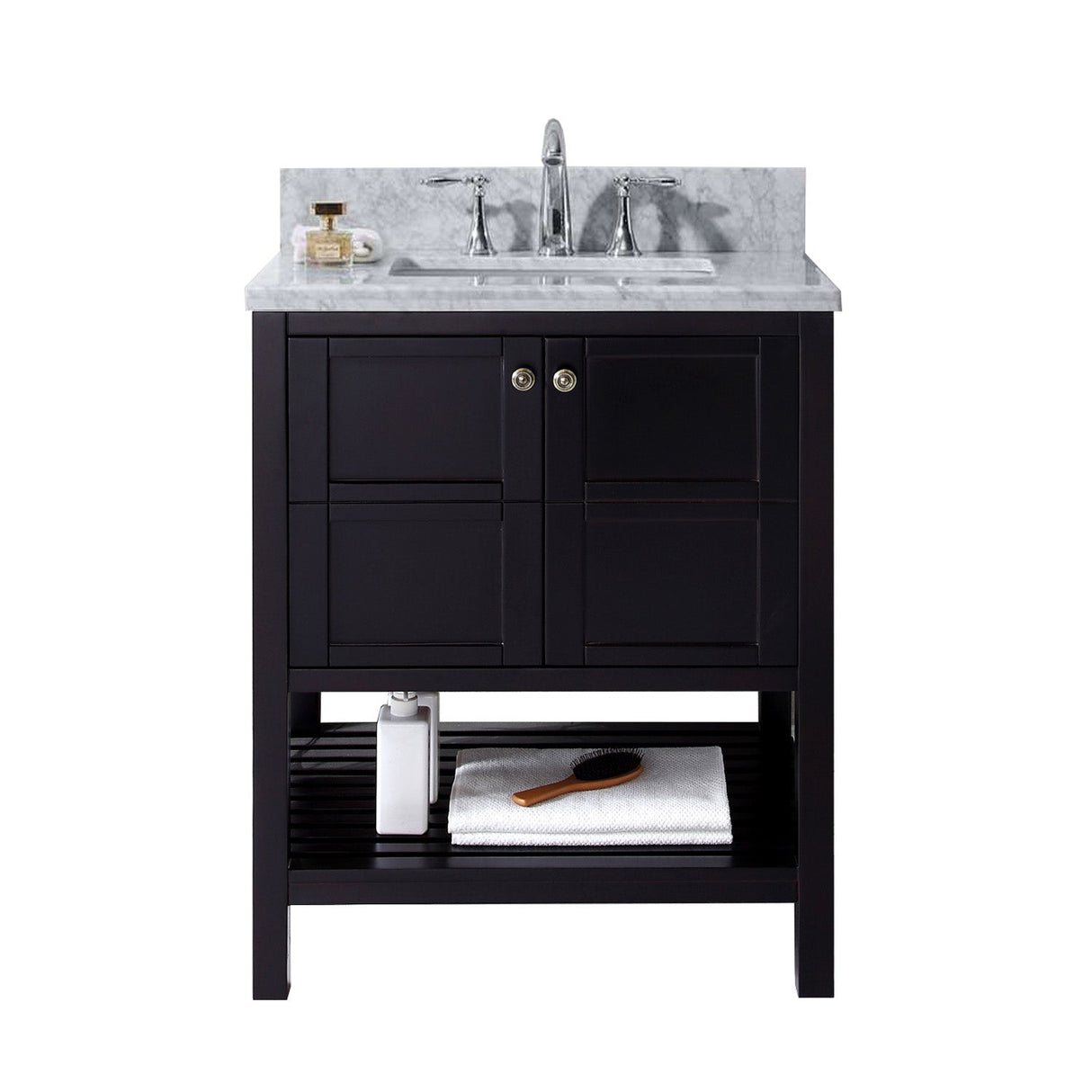 Virtu USA Winterfell 30" Single Bath Vanity with Marble Top and Square Sink - Luxe Bathroom Vanities