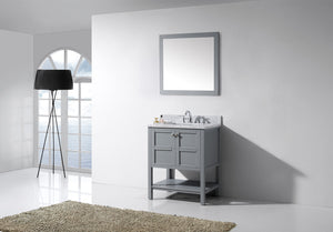 Virtu USA Winterfell 30" Single Bath Vanity with White Marble Top and Square Sink with Matching Mirror