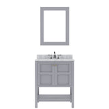 Virtu USA Winterfell 30" Single Bath Vanity in White with White Marble Top and Square Sink with Polished Chrome Faucet with Matching Mirror - Luxe Bathroom Vanities