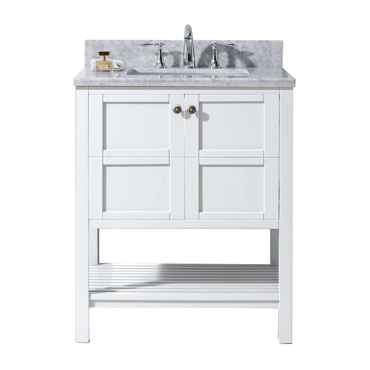 Virtu USA Winterfell 30" Single Bath Vanity in White with Marble Top and Square Sink - Luxe Bathroom Vanities Luxury Bathroom Fixtures Bathroom Furniture