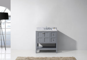 Virtu USA Winterfell 36" Single Bath Vanity with White Marble Top and Round Sink