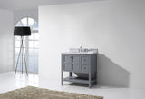 Virtu USA Winterfell 36" Single Bath Vanity with White Marble Top and Round Sink