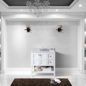 Virtu USA Winterfell 36" Single Bath Vanity with White Marble Top and Round Sink
