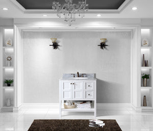 Virtu USA Winterfell 36" Single Bath Vanity with White Marble Top and Round Sink