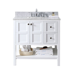Virtu USA Winterfell 36" Single Bath Vanity with Marble Top and Round Sink - Luxe Bathroom Vanities