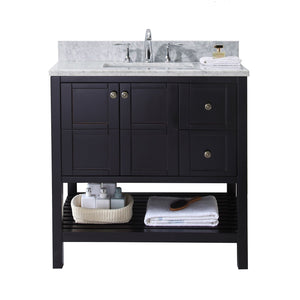 Virtu USA Winterfell 36" Single Bath Vanity with Marble Top and Square Sink - Luxe Bathroom Vanities