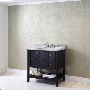 Virtu USA Winterfell 36" Single Bath Vanity with White Marble Top and Square Sink