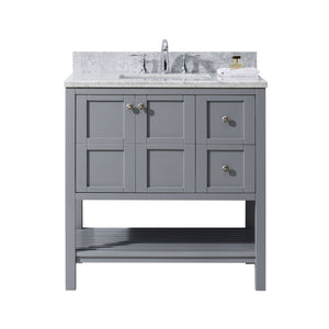 Virtu USA Winterfell 36" Single Bath Vanity with Marble Top and Square Sink - Luxe Bathroom Vanities