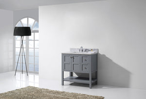 Virtu USA Winterfell 36" Single Bath Vanity with White Marble Top and Square Sink