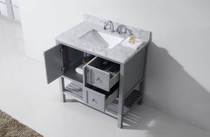 Virtu USA Winterfell 36" Single Bath Vanity with White Marble Top and Square Sink
