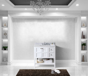Virtu USA Winterfell 36" Single Bath Vanity with White Marble Top and Square Sink