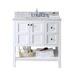 Virtu USA Winterfell 36" Single Bath Vanity with Marble Top and Square Sink - Luxe Bathroom Vanities