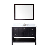 Virtu USA Winterfell 48" Single Bath Vanity with Marble Top and Round Sink with Brushed Nickel Faucet and Mirror - Luxe Bathroom Vanities Luxury Bathroom Fixtures Bathroom Furniture