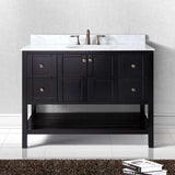 Virtu USA Winterfell 48" Single Bath Vanity with White Marble Top and Round Sink with Polished Chrome Faucet